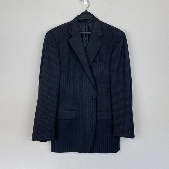 Brooks Brothers‎ 42R Super 110 Wool Navy Striped Sport Coat Blazer Jacket - Picture 2 of 11